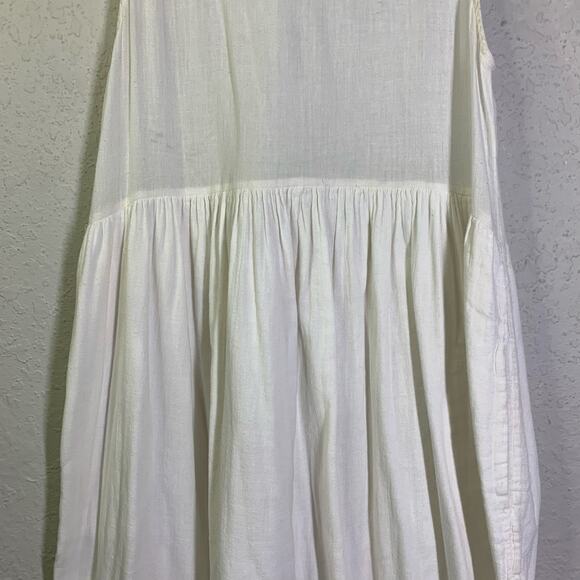 WILFRED ARITZIA Dress Small Scoop Neck Sleeveless Drop Waist Cotton Midi Pockets - Picture 5 of 13